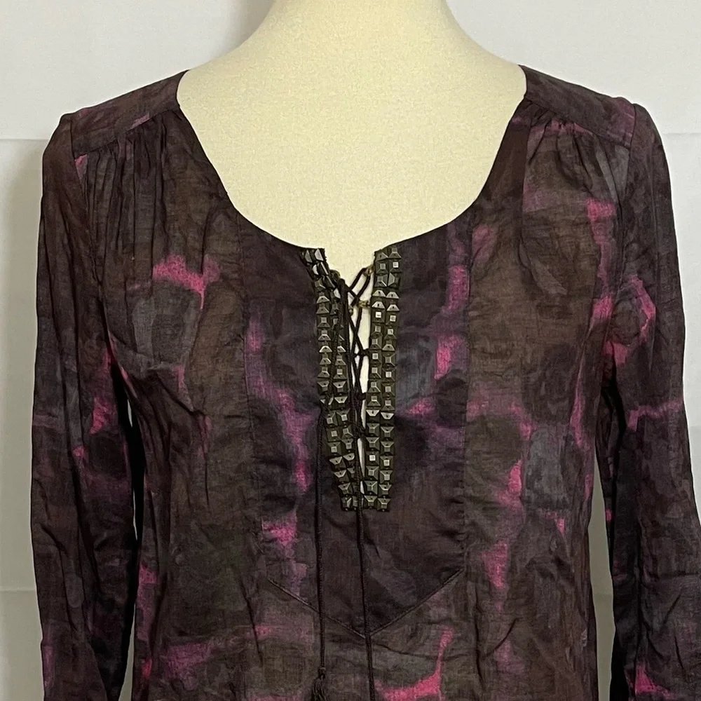 J. Crew Semi Sheer Tie Front Blouse